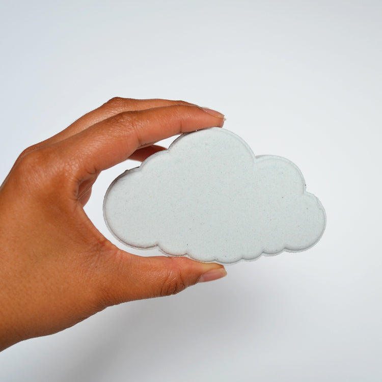 cloud shaped bath bomb on white background