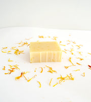 natural unscented calendula soap for sensitive skin | made with dried calendula flowers